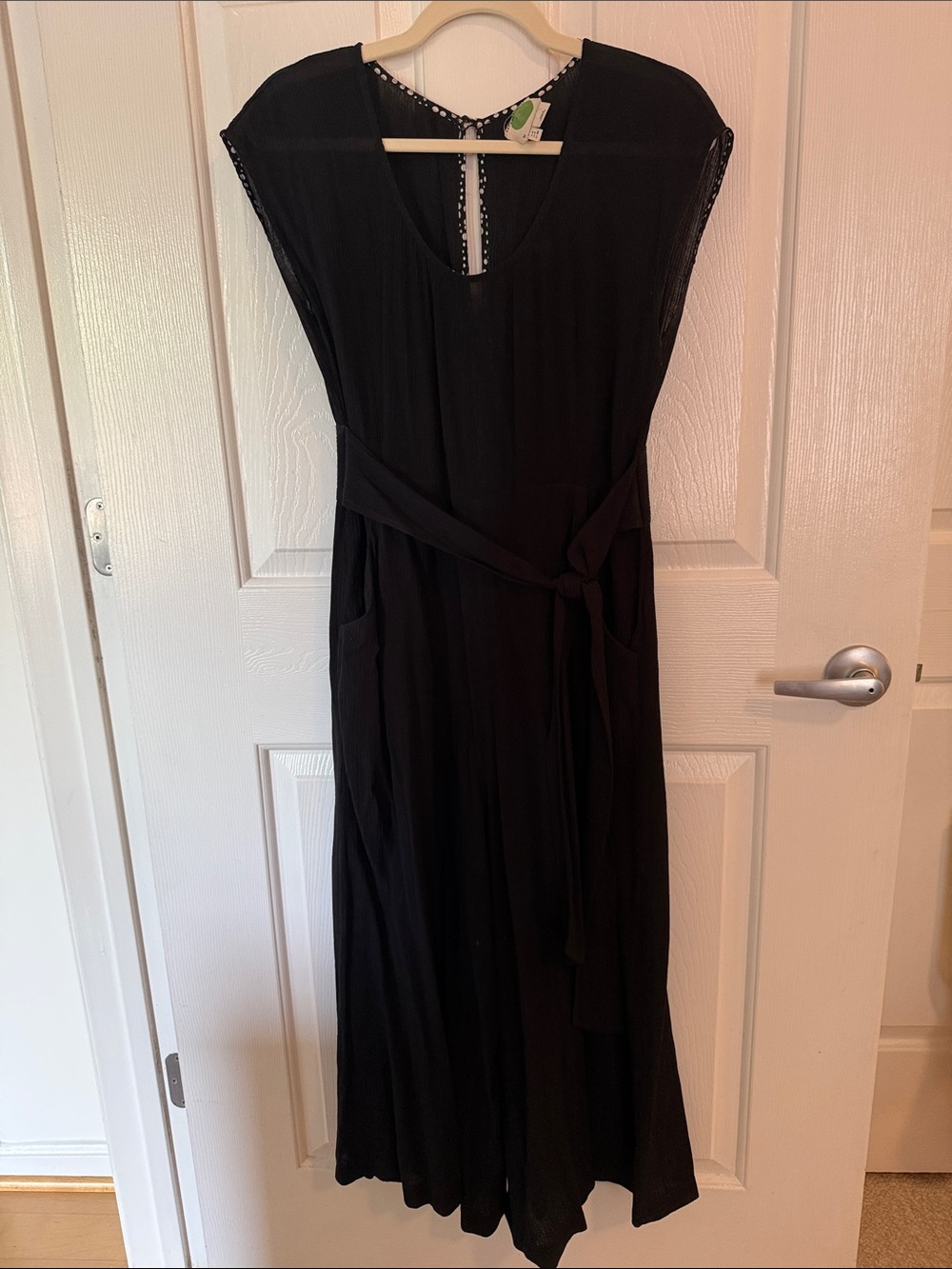 Anthropologie Black Women’s Belted Cap-Sleeve Jumpsuit